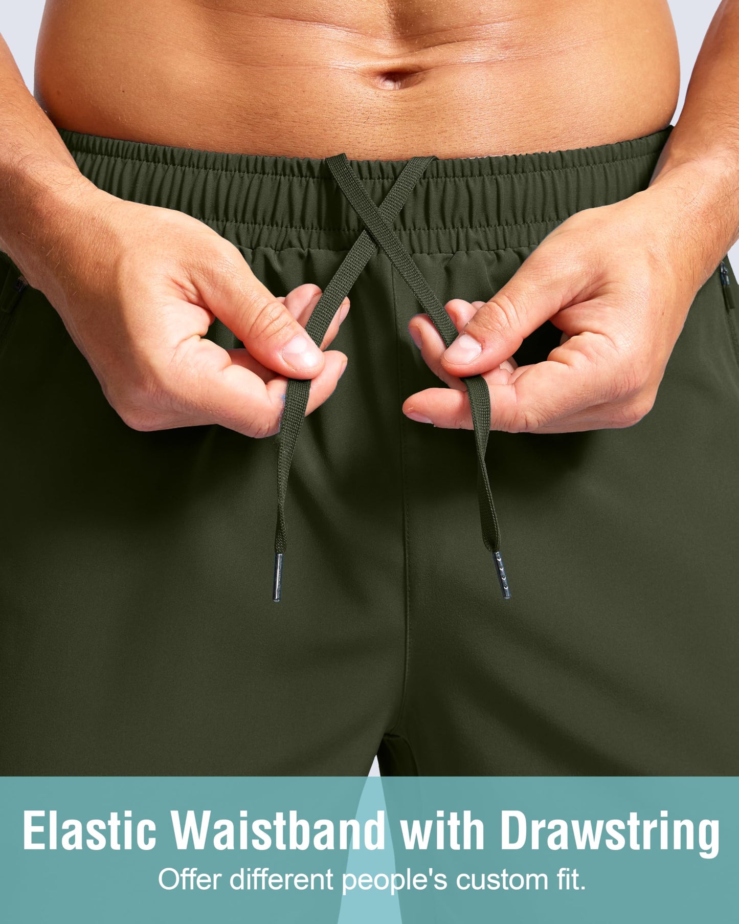 G Gradual Men's Athletic Running Shorts with Zipper Pockets Quick Dry 7"/ 5"/ 9" Workout Gym Shorts for Basketball Hiking(Olive,9XXL)