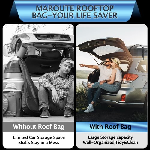 IDEALHOUSE 2024 New Rooftop Cargo Carrier Bag – 21 Cu Ft Heavy-Duty Robust Waterproof & Durable Storage Bag, Universal Fit with 8 Door Hooks