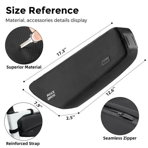 ROCKBROS Bike Frame Bag 2.9L Large Capacity Bike Storage Bag Waterproof Under Top Tube Bike Bag，Narrow Edge Bike Pouch for Mountain & Road Bike