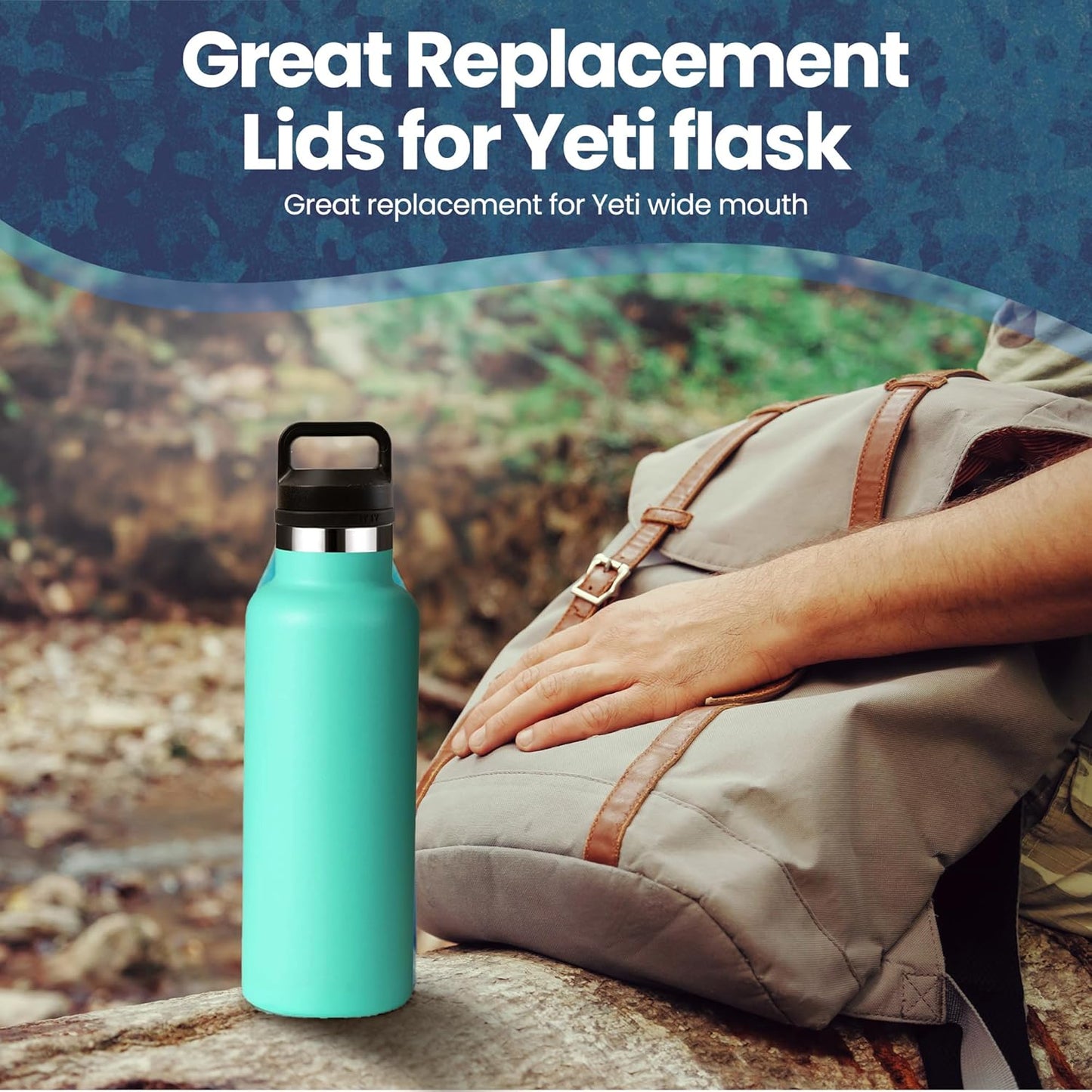 SmartKap Yeti Lid for Rambler 12/18/26/36/46/64 Oz | Yeti Lid with Wide Loop Handle | Leakproof | BPA Free | Dishwasher Safe