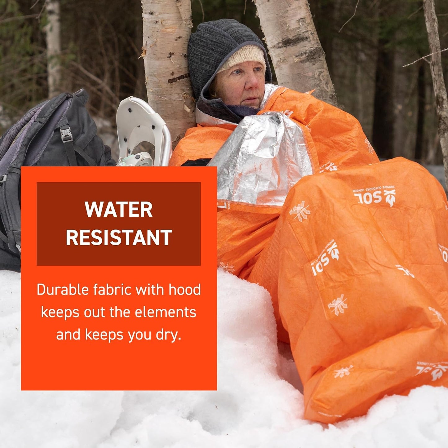 S.O.L. Survive Outdoors Longer SOL Escape Lite Bivvy - Reflects up to 70% Body Heat - Waterproof Emergency Blanket for Survival Gear - 82" x 32" - 5.5 oz - Orange
