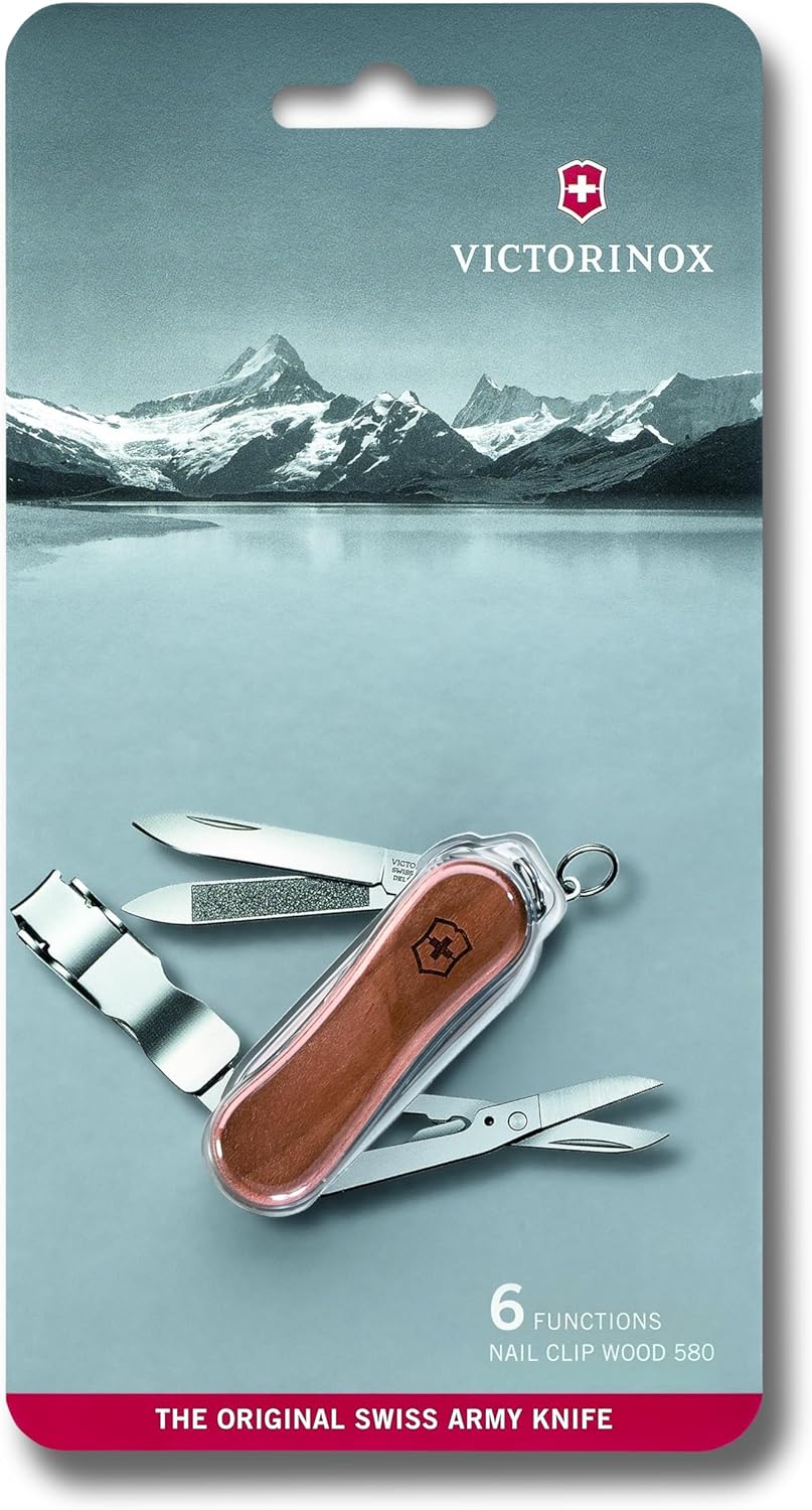 Victorinox Nail Clip 580 Multi-Tool - 8 Functions, Swiss Made with Nail File & Cleaner - Ruby