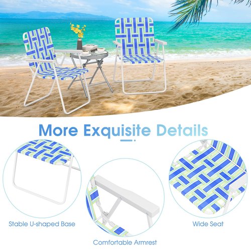 Giantex 4-Pack Beach Chairs for Adults, Camping Chair with Steel Frame, Lightweight Folding Directors Chairs for Outdoor Webbing Patio, Fishing, Yard, Poolside Lawn Chairs Set of 4 (Blue)