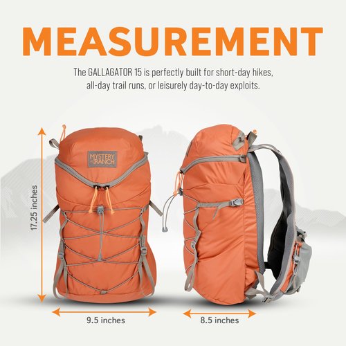 Mystery Ranch Gallagator 15 Backpack – Weather Resistant Travel Bag with Sternum Strap – Paprika, 15L, S/M