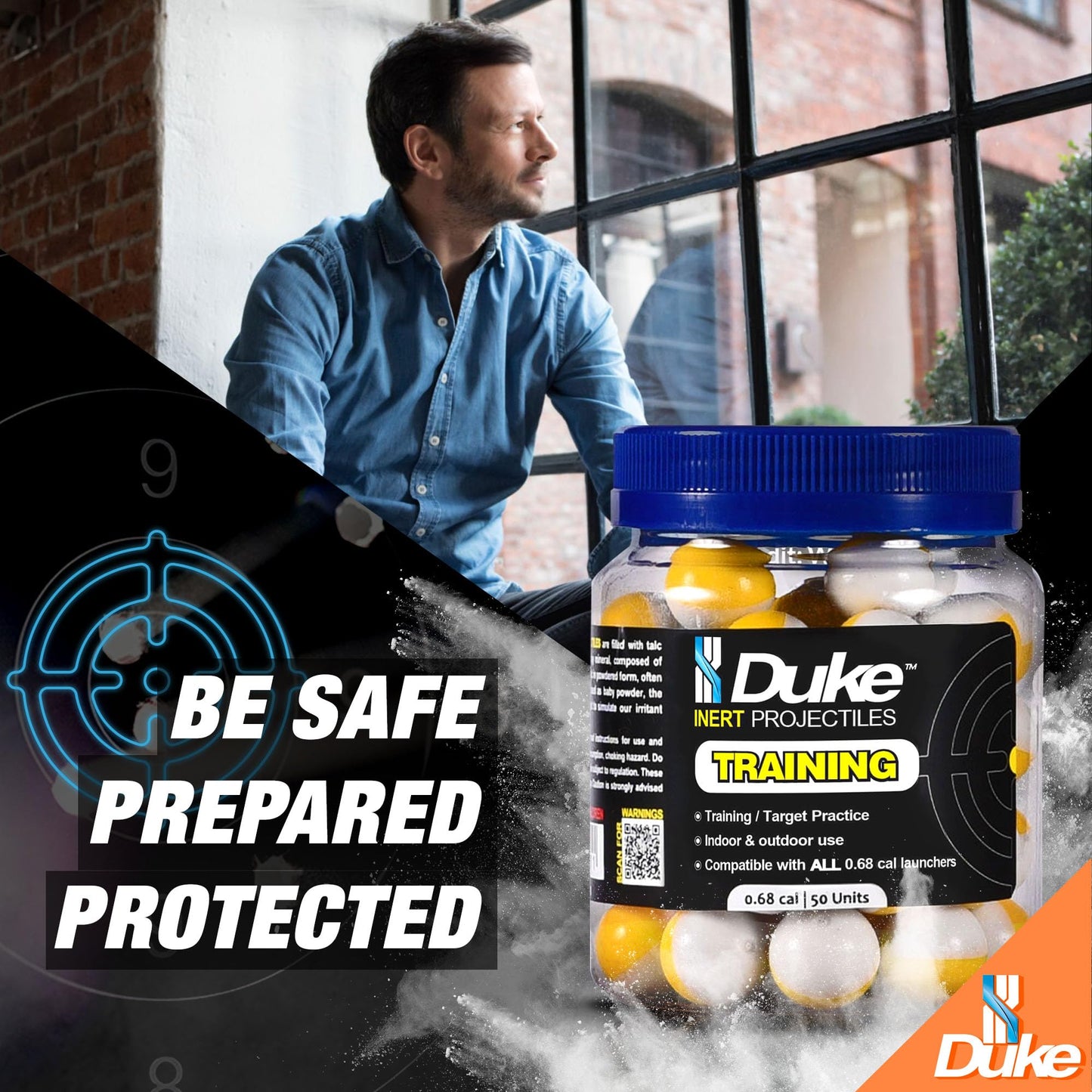 Duke Inert Projectiles - 68 Cal Ammo for Training Guns, Non-Lethal Powder 68 Caliber Projectiles and Self Defense Balls for Kinetic Gun Self Defense, 68 Caliber Rounds for Practice Gun - 50 Count