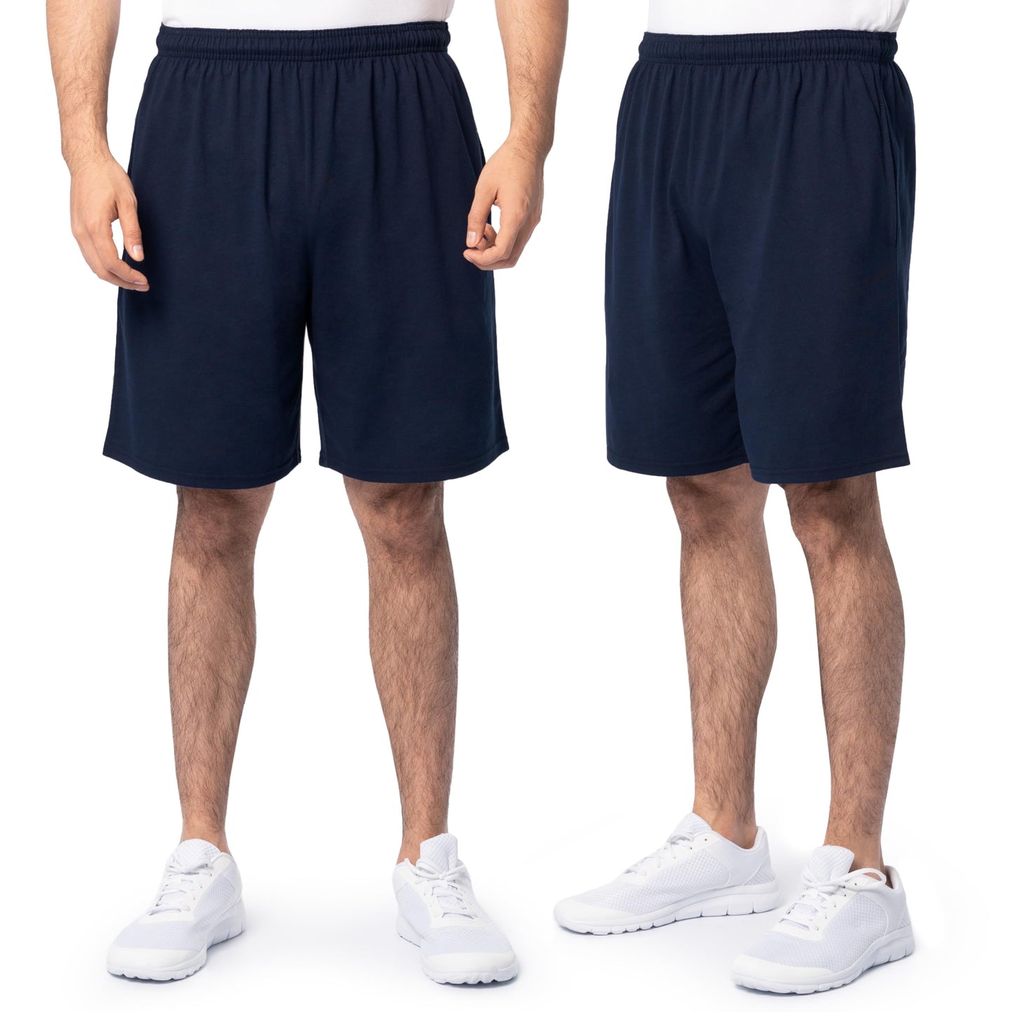 Fruit of the Loom Men's Eversoft Cotton Shorts with Pockets (S-4XL), 2 Pack-Navy, Small