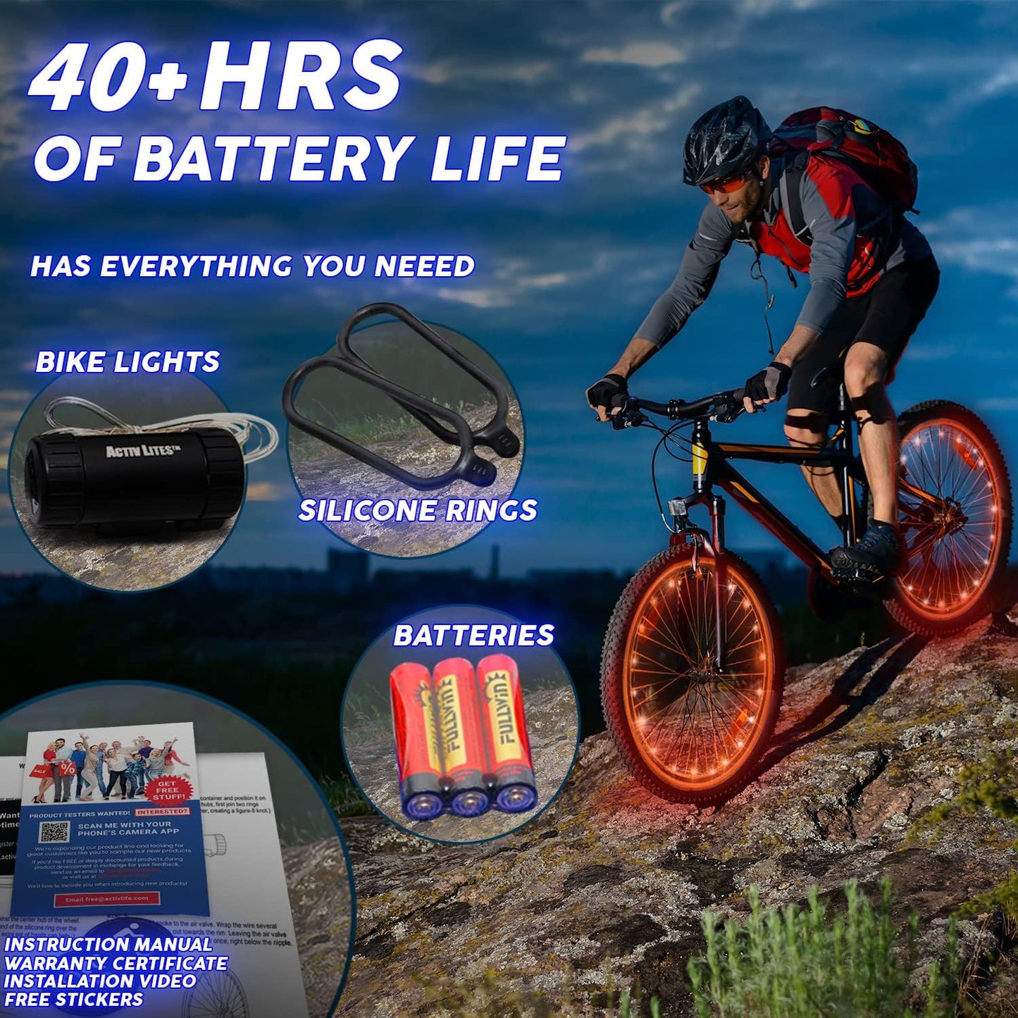 Activ Life LED Bike Wheel Lights with Batteries Included, Get 100% Brighter and Visible from All Angles for Ultimate Safety & Style (1 Tire Pack, Multicolor)