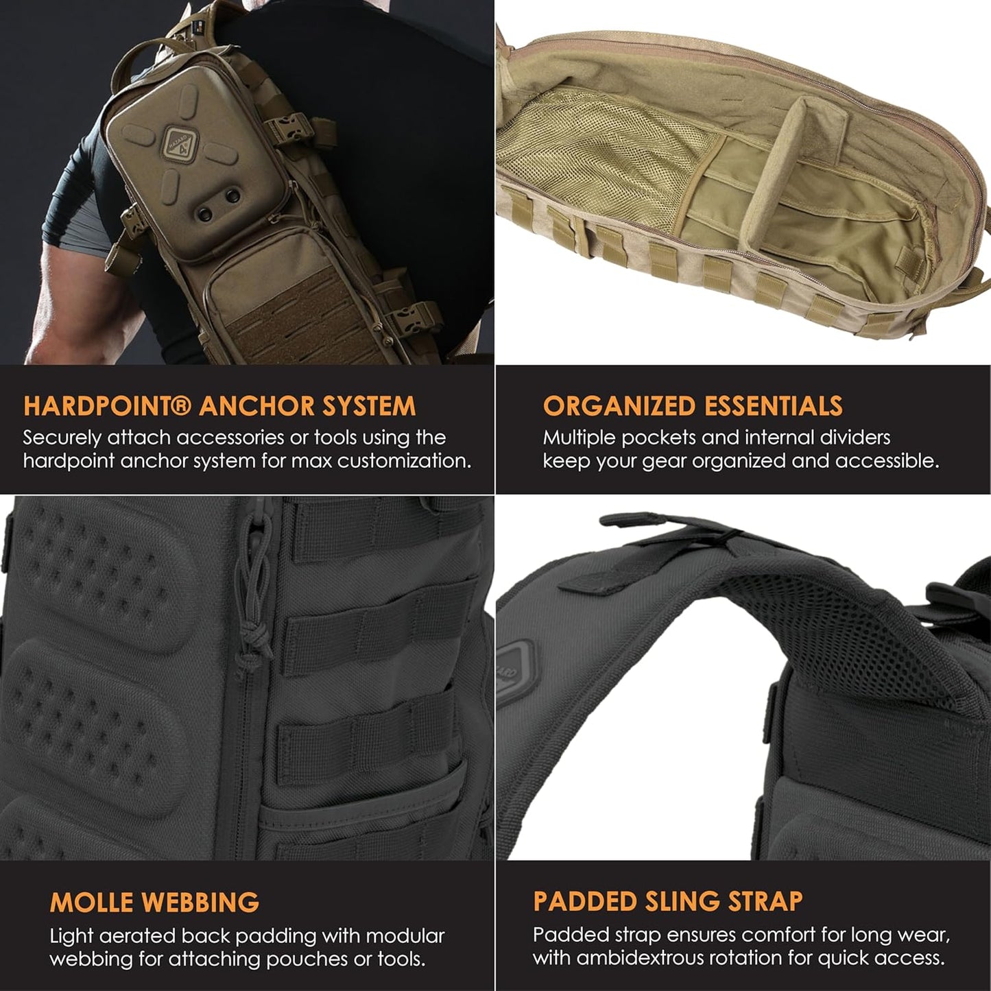 HAZARD 4 Plan B V17 - Semi-Hard Shell Sling Bag, Small Tactical Bag, Military Modular Webbing, Attachment Compatible (11.8L)