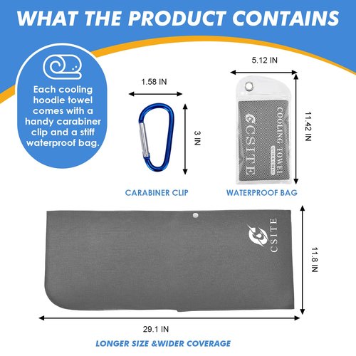 CSITE Cooling Hoodie Towels, Instant Cooling Towels for Neck and Face, UPF 50 Sun Protection, Ice Towel for Hot Weather, Head Towel for Sports, Camping, Cycling & More Activities