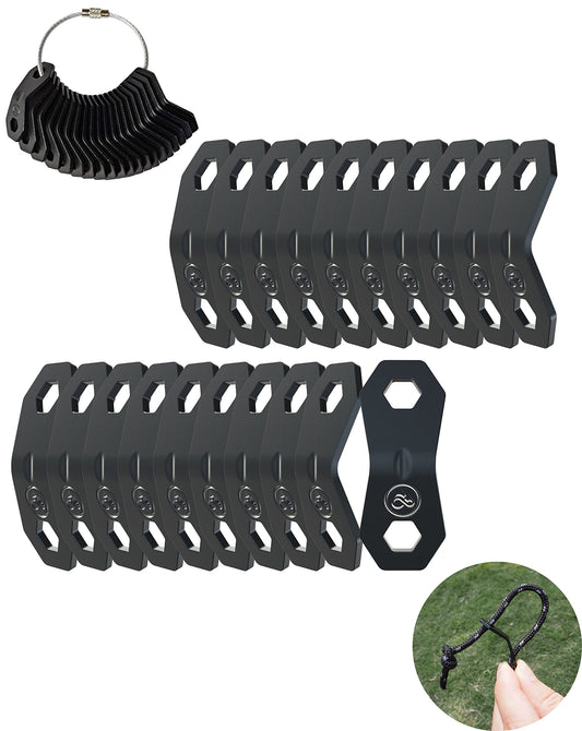 NACETURE Aluminum Alloy Rope Tensioner Camping Tent Guyline Cord Adjuster Camping of Gear for Camping, Hiking, Backpacking Ultralight Tent Stakes Guy Lines Tensioner Tent Cord (Black 20 Pack)
