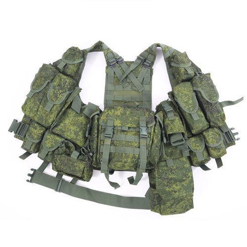 Cilbmua Replica Russia Tactical Vest,Molle Outdoor Vest with Detachable Pouches,EMR Green Camo Hunting Vest