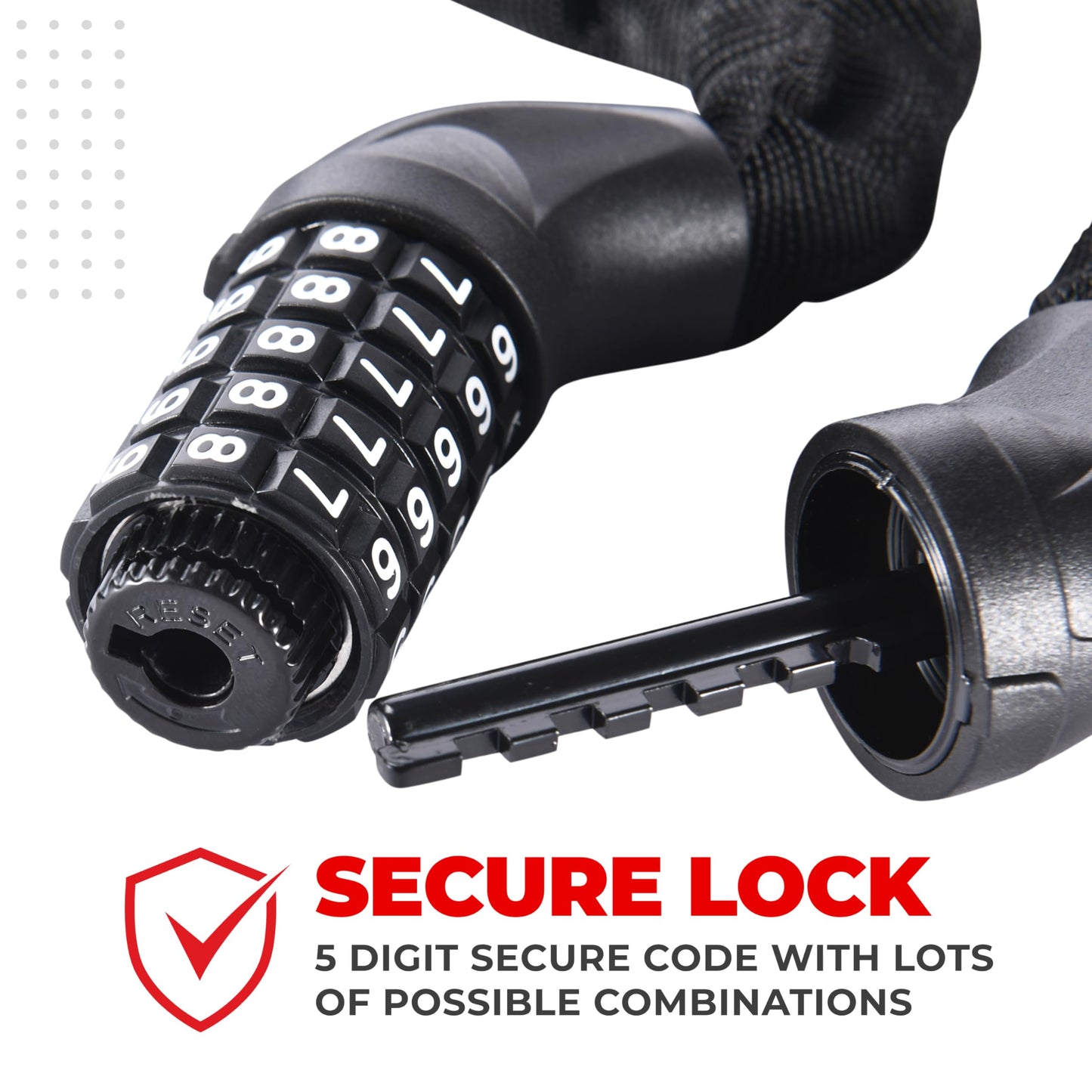 Pro-Bike Tool Bike Locks - 35.4-Inch - Heavy Duty Anti Theft Bicycle Lock - 5-Digit Code Keyless Combination - Weatherproof & Friction Proof - Universal Fit for Road, Mountain, Electric & BMX Bikes