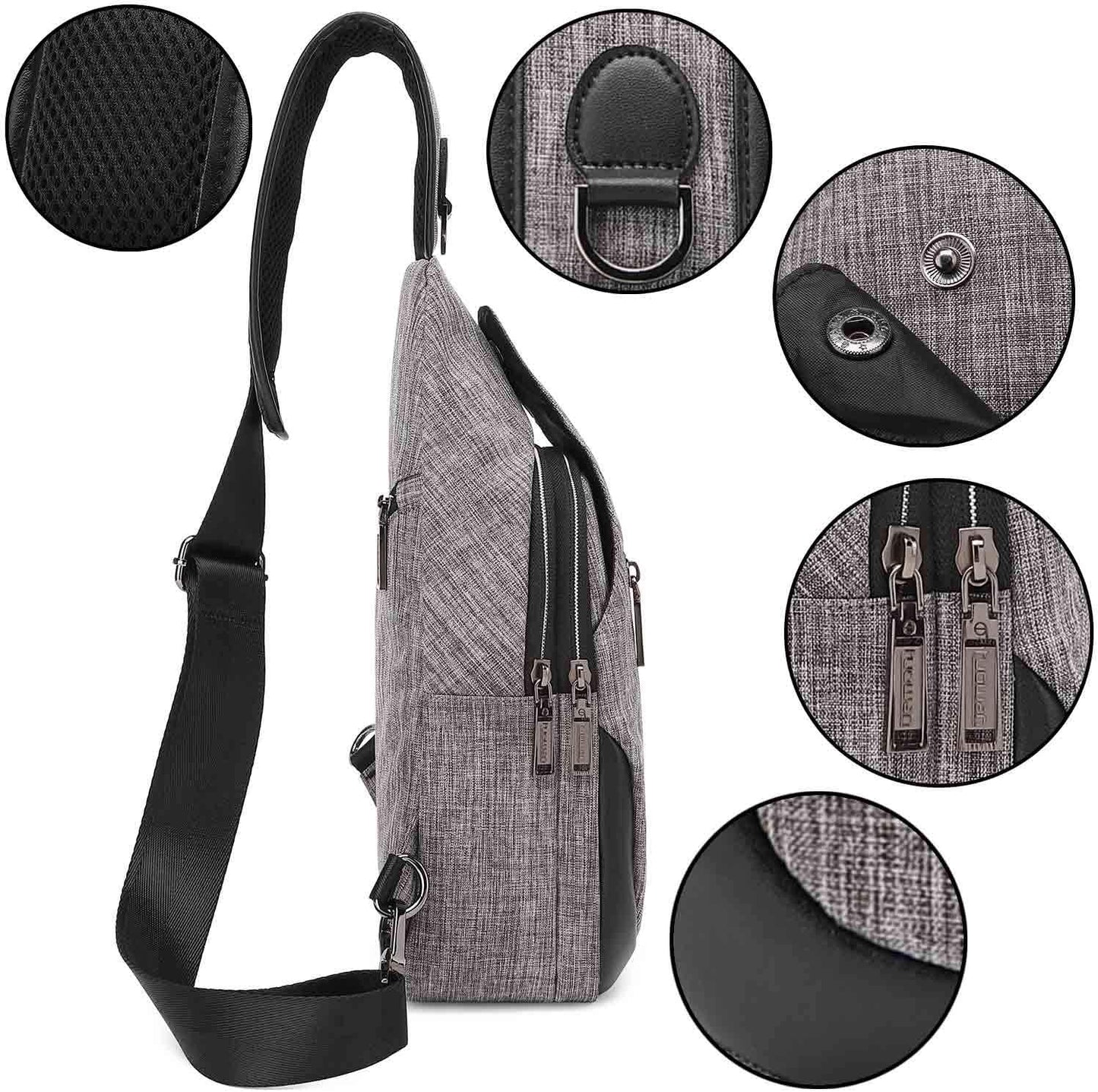 Small Sling Bag Crossbody Backpack Over the Shoulder Bag for Men Women Travel Outdoors, Lightweight Chest Pack (Large,Black)