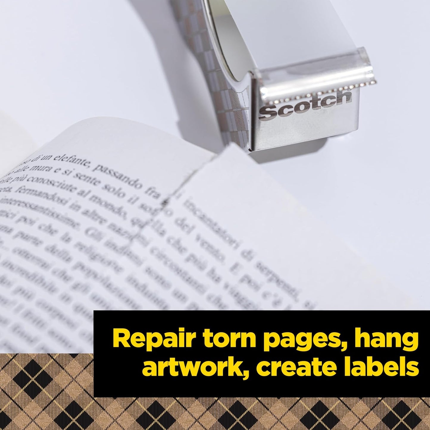 Scotch Magic Tape Stainless Steel Refillable Dispenser with Plant-Based Adhesive Refill Pack, Includes 2 Rolls of Invisible Tape, 3/4 in x 550 in
