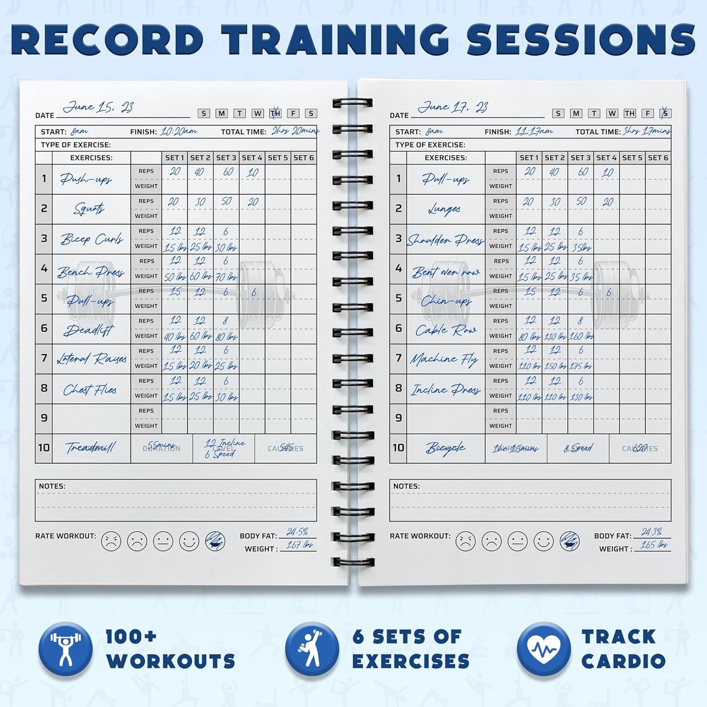 Workout Planner for Daily Fitness Tracking & Goals Setting - A5 Size, 6” x 8”, Charcoal Gray - Men & Women Personal Home & Gym Training Diary - Log Book Journal - by Workout Log Gym