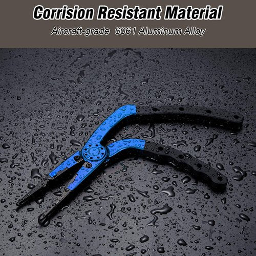 Night Cat Fishing Pliers with Sheath and Lanyard, Long Nose Jaws Braid line Cutters, Saltwater Crimper,Split Ring Openers,Hook Removers, Fishing Tools Gears Rustproof