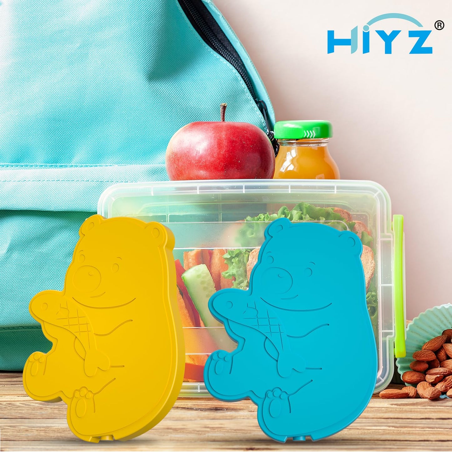 HiYZ Polarbear Ice Packs for Lunch Boxes - Reusable Kids Ice Packs - Quick Freeze, Space Saving, Long-Lasting Cooler for Lunch Box, Thin Ice Packs Ideal for Travel, Picnics, and School