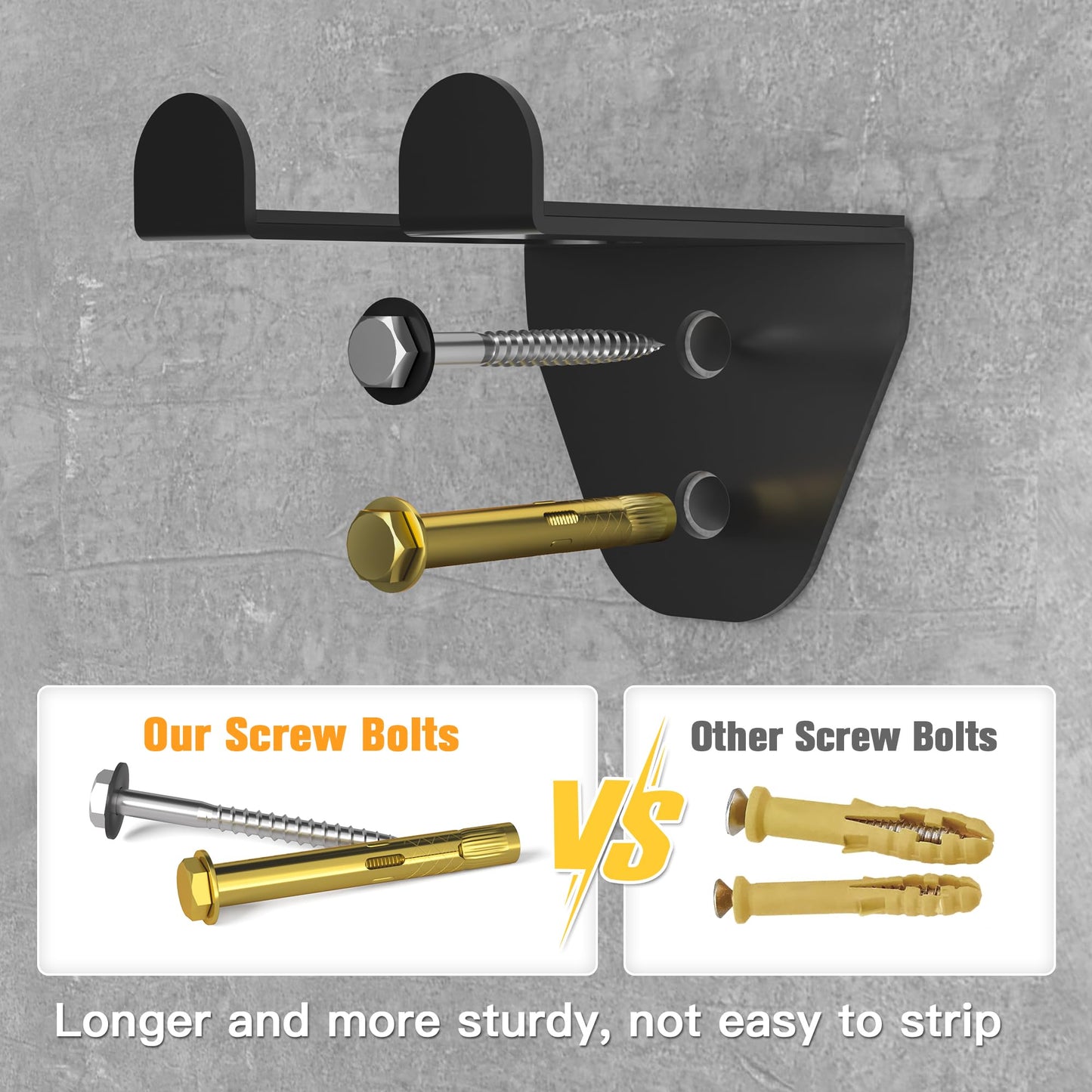 APLUGTEK Olympic Barbell Rack, Home Gym Bar Holder, Black Vertical Wall Mount, Bar Hanger with Rubber Pad, Space Saver Commercial or Garage Gym Accessories, Holds Under 33mm Bar Size (2 Hooks)