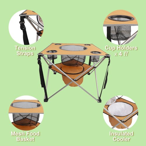Colorsoul Folding Camping Chair 2 Pack for Adults,Large Folding Lawn Chairs Set of 2 with Table,Outdoor Camping Chairs Set for Lawn,Picnic