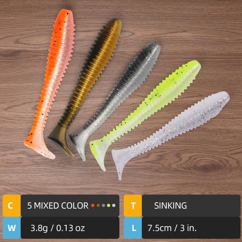 Texas Rig Kit 10 PCs 1/4oz with Paddle Tail Swimbaits and Reusable Bait Rig Keeper Case, Quick-Fishing Bass Fishing Lures Kit