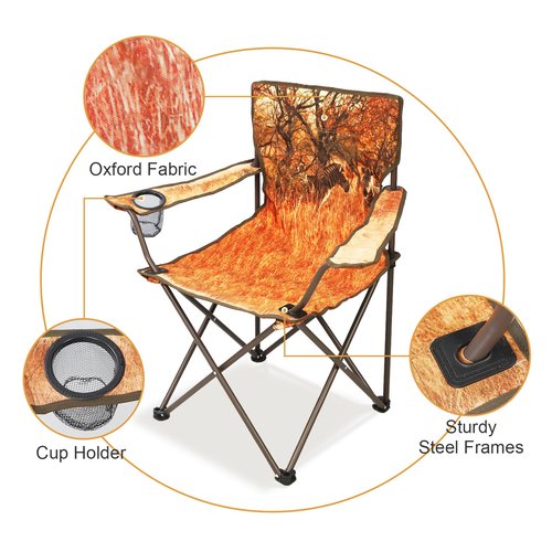 Northroad 2Pack Folding Camping Chairs Portable Animal Print Collapsible Hunting Chair for Outdoor Travel, Patio, Beach, Fishing - Zebra
