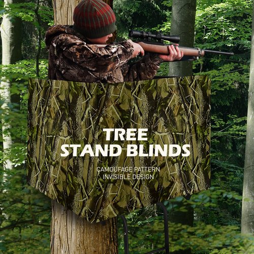 OFDMNY Hunting Tree Stand Blind Cover, Camouflage Treestand Blind Kit, Universal Tree Stand Accessories for Deer Turkey Hunting, 102"x35" Hunting Blinds with Zipper and Pocket