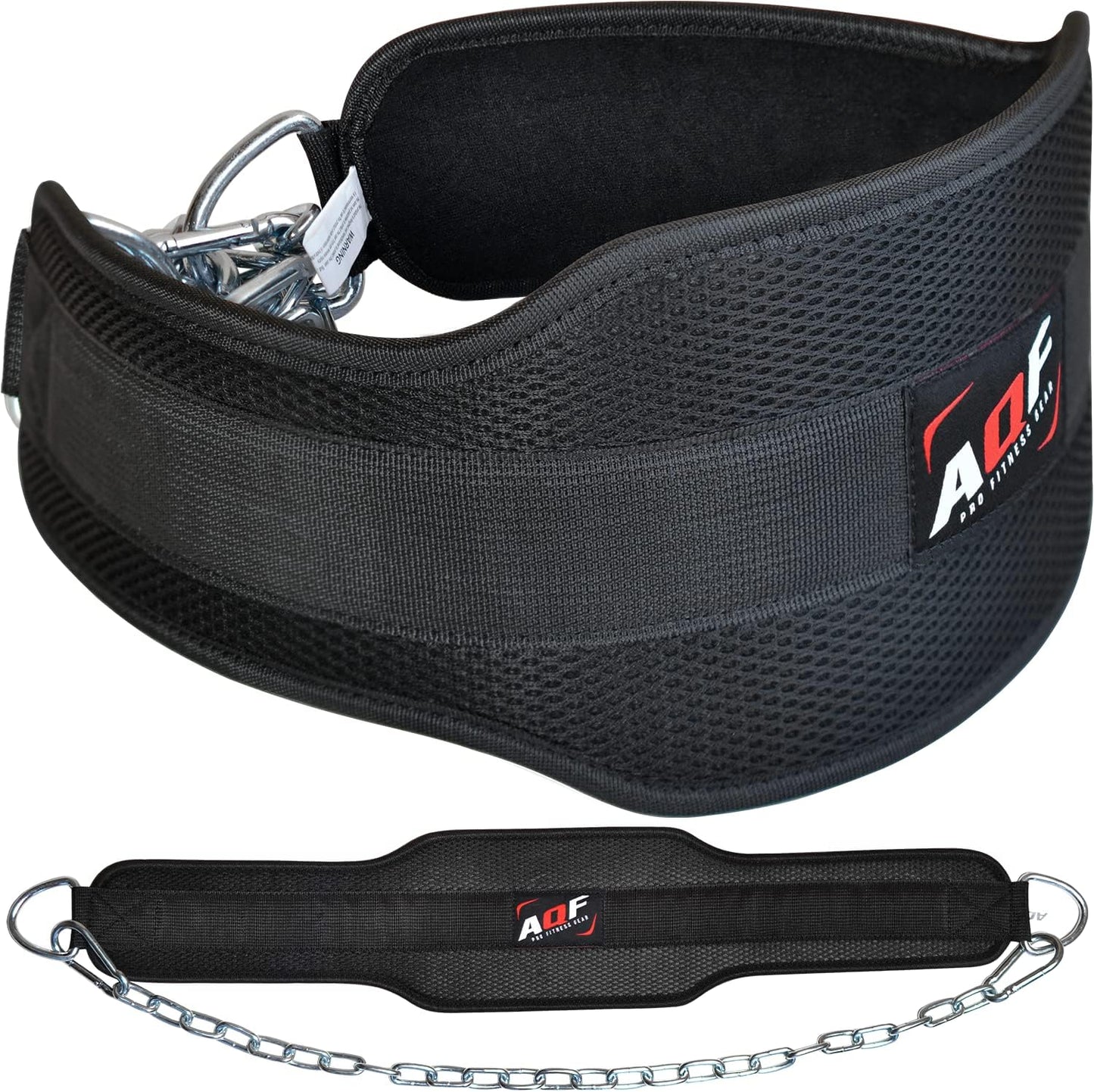 AQF Weightlifting Dip Belt with 36" Steel Chain - Neoprene Padded Support for Powerlifting & Bodybuilding