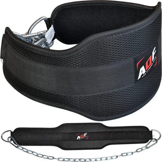AQF Weightlifting Dip Belt with 36" Steel Chain - Neoprene Padded Support for Powerlifting & Bodybuilding