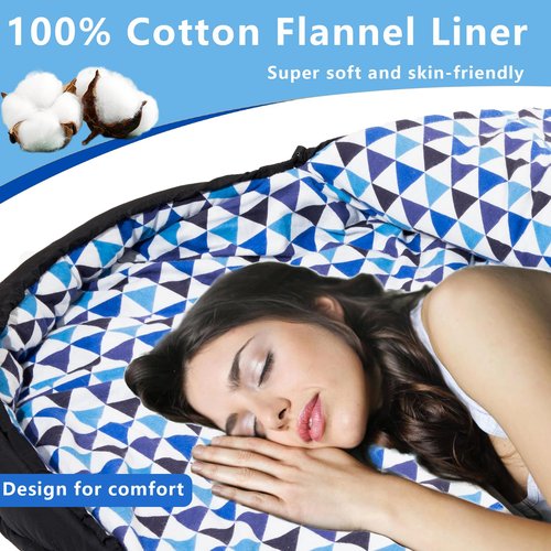 BISINNA Flannel XL Sleeping Bag for Adults Warm & Cold Weather Sleeping Bag 3-4 Season with Cotton Lining Large Sleeping Bags for Hiking Backpacking Travel Indoor and Outdoor