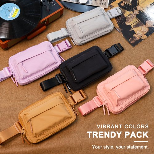 NWT XPEDITION Crossbody Bags for Women & Fanny Pack for Men, Lightweight Adjustable Strap Belt Bag for Travel, Running, Hiking with Multiple Pockets, Black