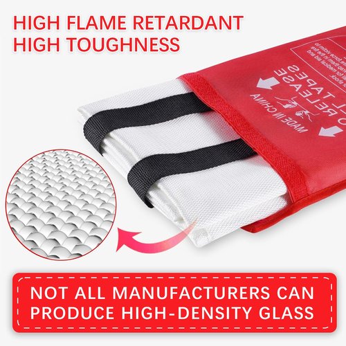 MTKZKAF Fire Blanket Emergency Portable Fire Blanket for Home Kitchen Flame Retardant Protection Fire Blanket -39'' × 39'' Designed for Kitchen, Fireplace, Barbecue, car, Camping