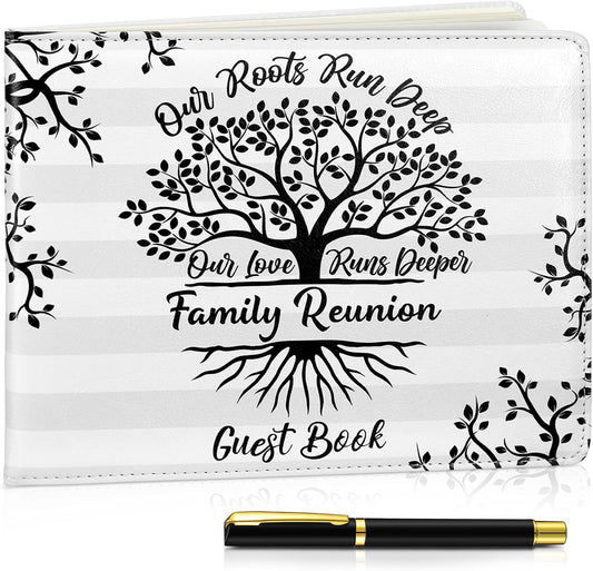 Patelai Family Reunion Party Favors Decorations Family Reunion Guest Book Sign in Good Tree Guest Book Gathering Decorations with Pen, 112 Pages(Trendy)