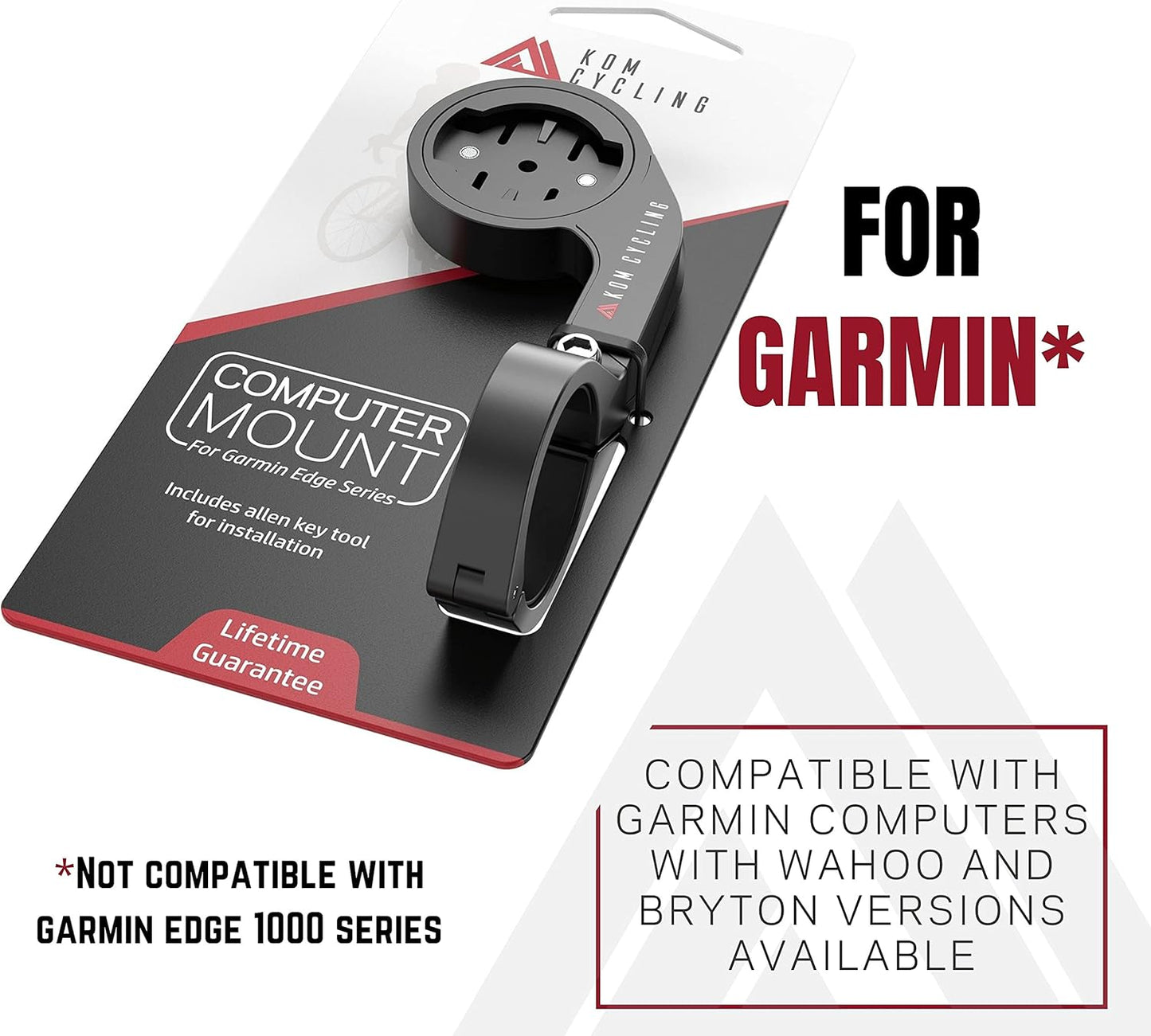 Garmin Bike Mount with from KOM Cycling - Edge Mount Designed for Garmin Edge 540, Edge 840 and Other Models (Aero - Black)