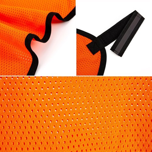 Blaze Orange Safety Panel,Blaze Orange Mesh Safety Panel with Reflective Strips,Orange Tent Backpack Cover Safety Panel,Outdoors Safety Panel for Field Hiking Camping Biking Traveling (L: 8"x20")