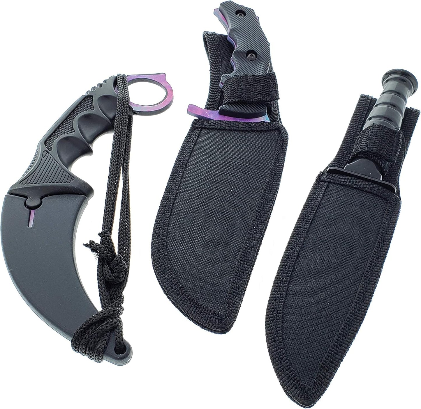Falcon Knives CSGO Tactical Fixed Blade Set. 3 PCS Tactical Daggers. 2 Different Combo. for Collection, Gift, and Outdoors Camping Cut Ropes, Branches