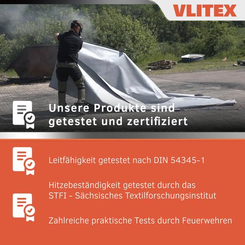 VLITEX Fire Blanket (59 x 59 in) | Engineered in Germany | Emergency & Lithium Battery Fire Suppression Blanket | Certified Fireproof Silicone & E-Fiberglass