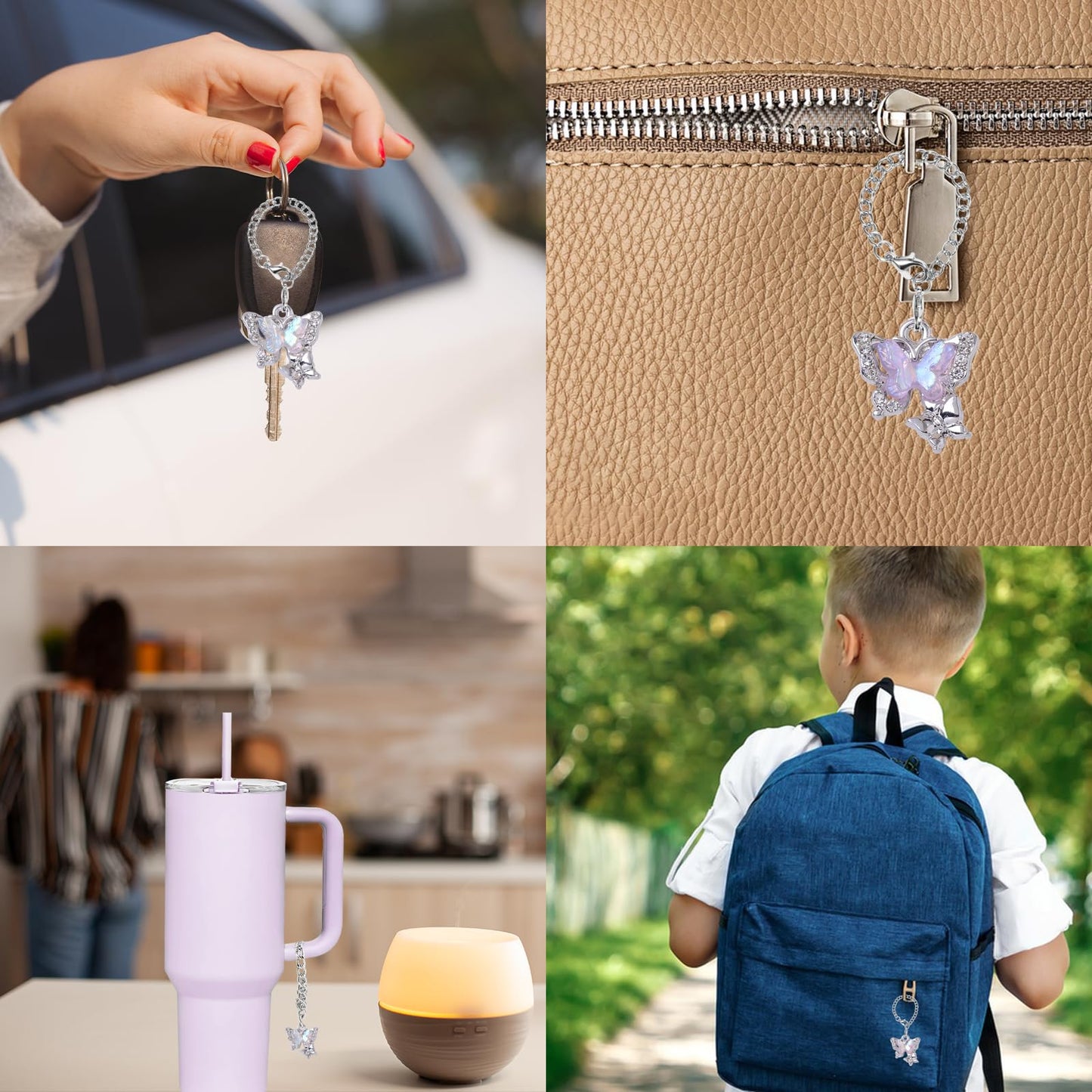 kapitomanio 4Pcs Butterfly Stanley Cup Accessories Cute Stanley Cup Charms Butterfly Water Bottle Charms Accessories Glitter Handle Charms for Stanley Tumblers (Purple)