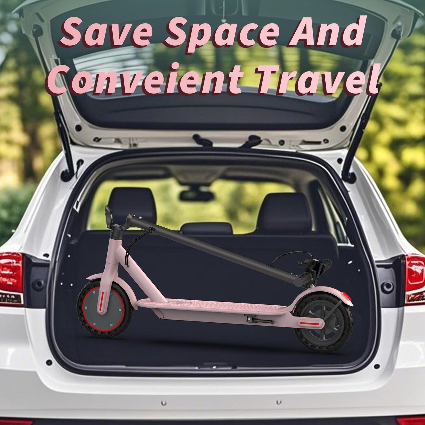 Roinside Electric Scooter - 8.5" Solid Tires, 350W Motor, Up to 19 MPH and 16 Miles Long-Range Commuting Foldable Scooter for Adults with Dual Braking System and Smart App, Pink