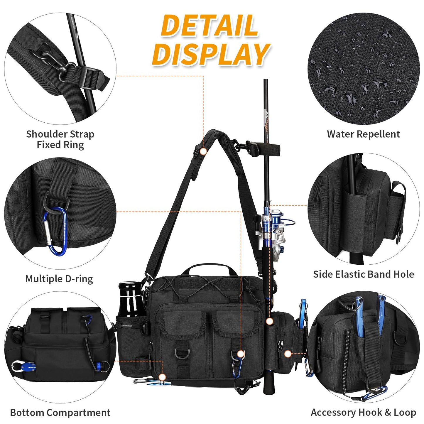 CamGo Tactcial Fanny Pack for Men Molle Hip Belt Bumbag Utility Hiking Waist Bag EDC Crossbody Shoulder Bag for Outdoor Sports (01-Black)