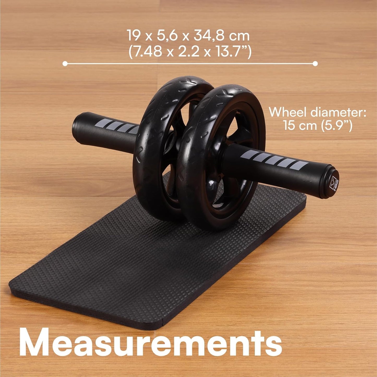 H&S Ab Roller Wheel For Abs Workout - Abdominal Core Exercise Equipment With Extra Thick Knee Pad Mat - w/Dual Glide Wheels - Abs Roller Wheel Home Workout - Abs Exercise Equipment