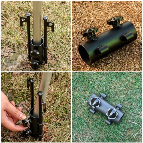 SquEqu Tent Poles Holder Tarp Poles Holder Feet Double Tent Stakes Stabilizer Fastener for Tarp Poles Canopy Camping Tent Stakes Pegs Awning Poles Hammock Rain Fly Shelter Keep Tent Stable