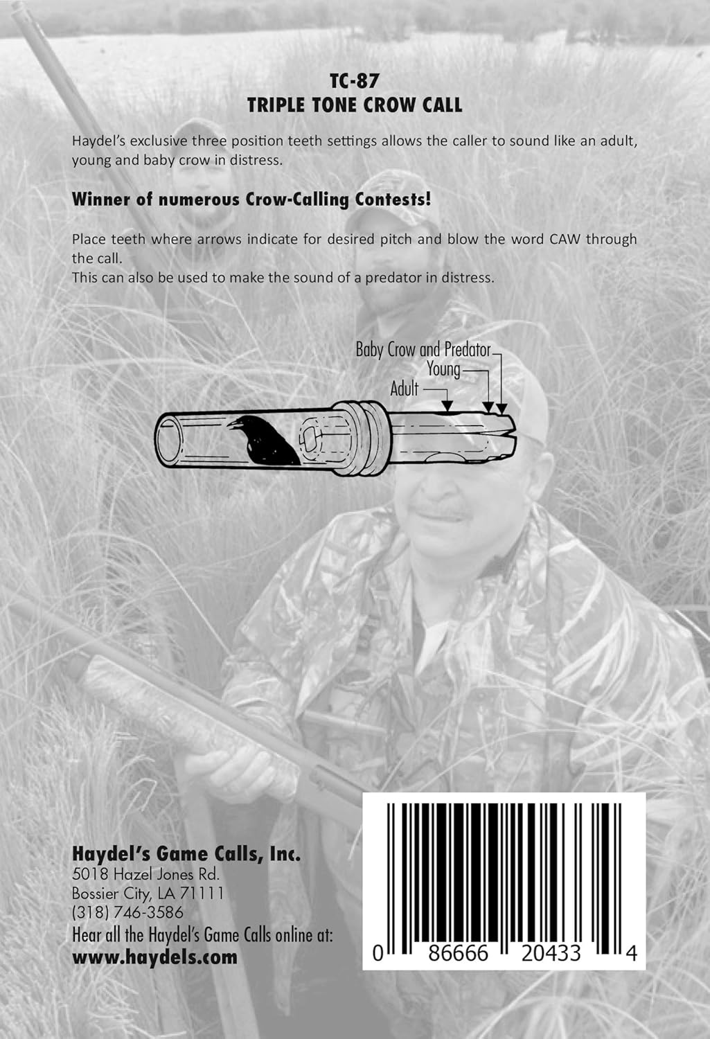 Haydel's Game Calls Inc. TC-87 Triple Tone Crow Call for Hunting