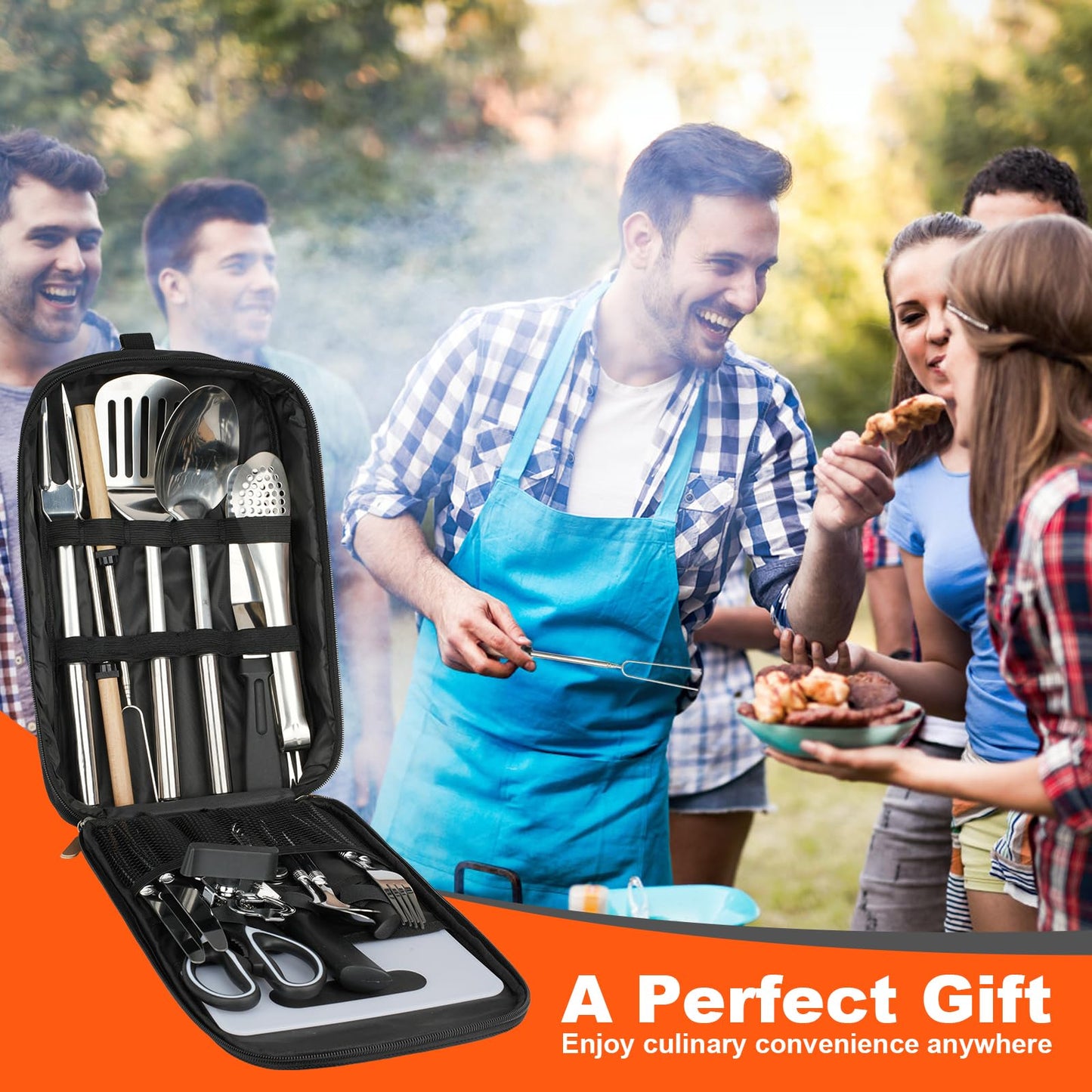 aiGear Camping Kitchen Utensil Set 27 Piece Portable Cookware Kit for BBQs, Outdoor Cooking, Picnics, and Adventures Camping Cookware Kitchenware Storage