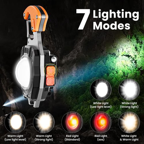 SEANCHEER Keychain Work Light Keychain Flashlights,Portable Rechargeable COB Work Light Emergency Light with Magnet Base,Whistle for Fishing,Cycling and Hiking-7 Light Modes