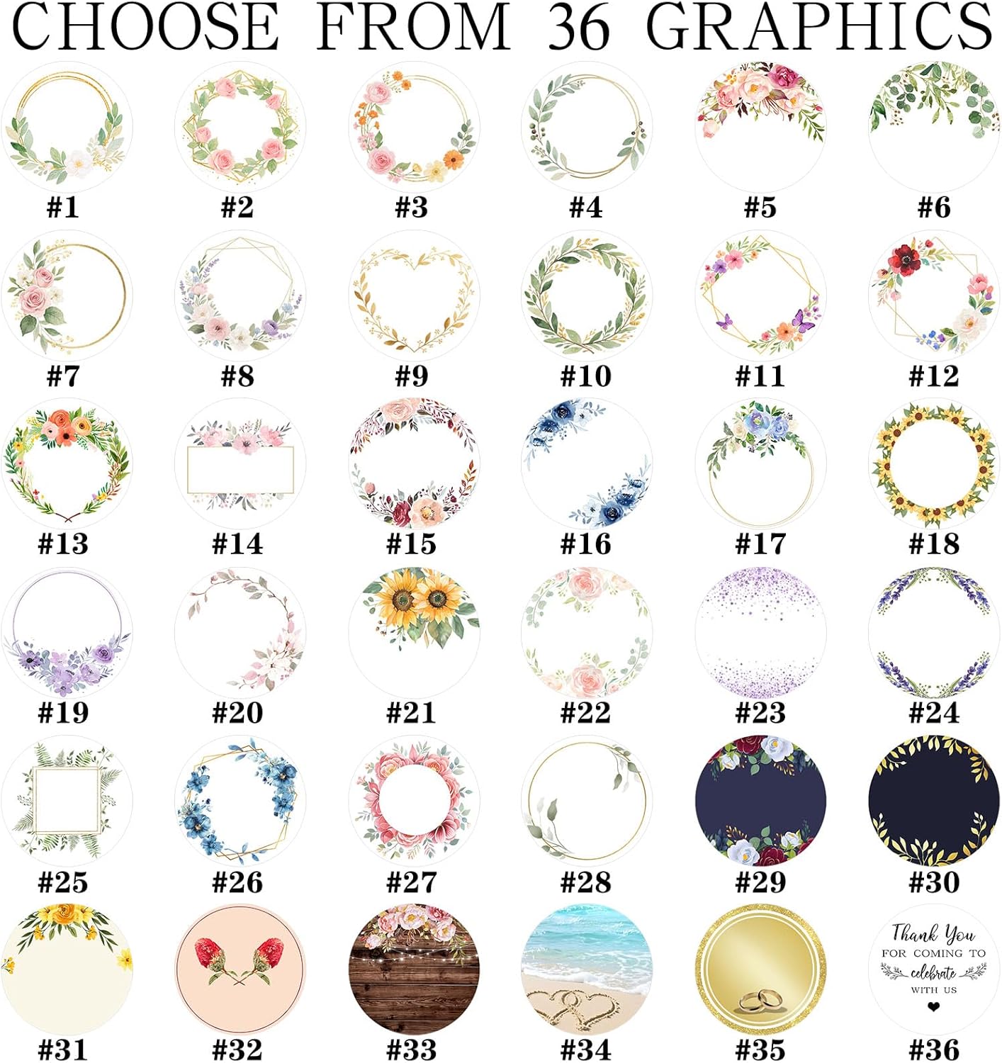 Custom Stickers Personalized Wedding Labels Customized Round Vinyl Thank You Stickers Waterproof - Pack of 50-1000