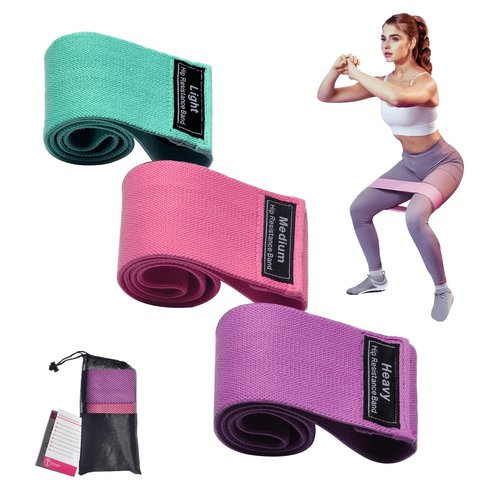 Tesistance Exercise Bands, Fabric Resistance Bands for Working Out Women and Men, 3 Levels Workout Bands, Non-Slip Booty Bands Set for Legs Butt Glute Squat
