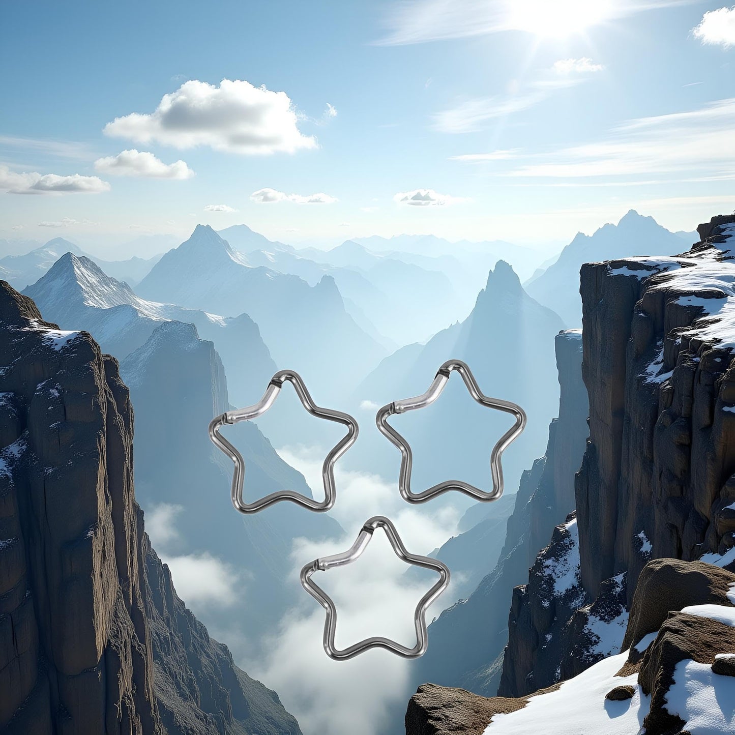 3Pcs Silver Carabiner Clip Star Shaped Climbing Buckle Aluminum Alloy Heavy Duty Keyring Hook for Camping Fishing Hiking Traveling Spring Loaded and Keychain Carabiners Accessories,Outdoor