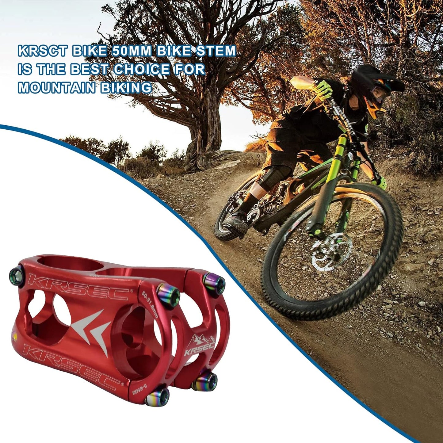 31.8 Stem 50mm Bike Stem Mountain Bike Stems Short Handlebar MTB Stem Aluminum Alloy for Most Bicycle,Road Bike,BMX,DH,FR,Fixie Gear Cycling Accessories