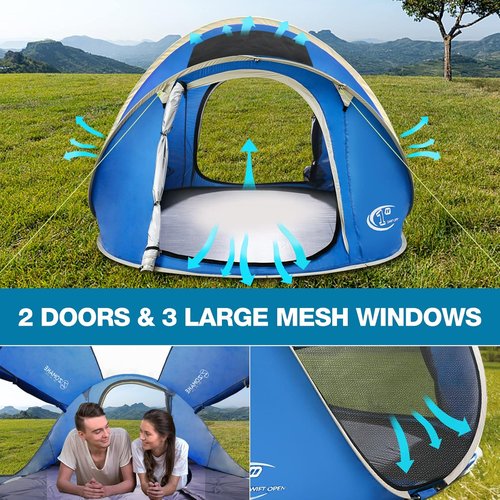 Easy Pop Up Tent 2-4 Person Waterproof - Pop-Up Camping Tents Automatic Tent Throw Pop Up Instant Flip Pop Tent for Camping,by ZOAMKE