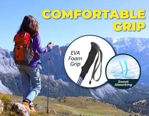 TREKOLOGY TREKZ SE 2pc Collapsible Hiking Stick - Lightweight, Foldable Retractable Trekking Poles for Men, Women & Seniors with Adjustable Height - Nordic Walking Stick for Backpacking,Camping